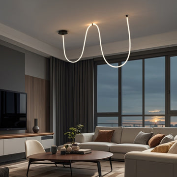 Serafina Contemporary Minimalist 360 Adjustable Silicone Neon Rope Dimmable Linear Integrated LED Flush Mount - JONATHAN Y